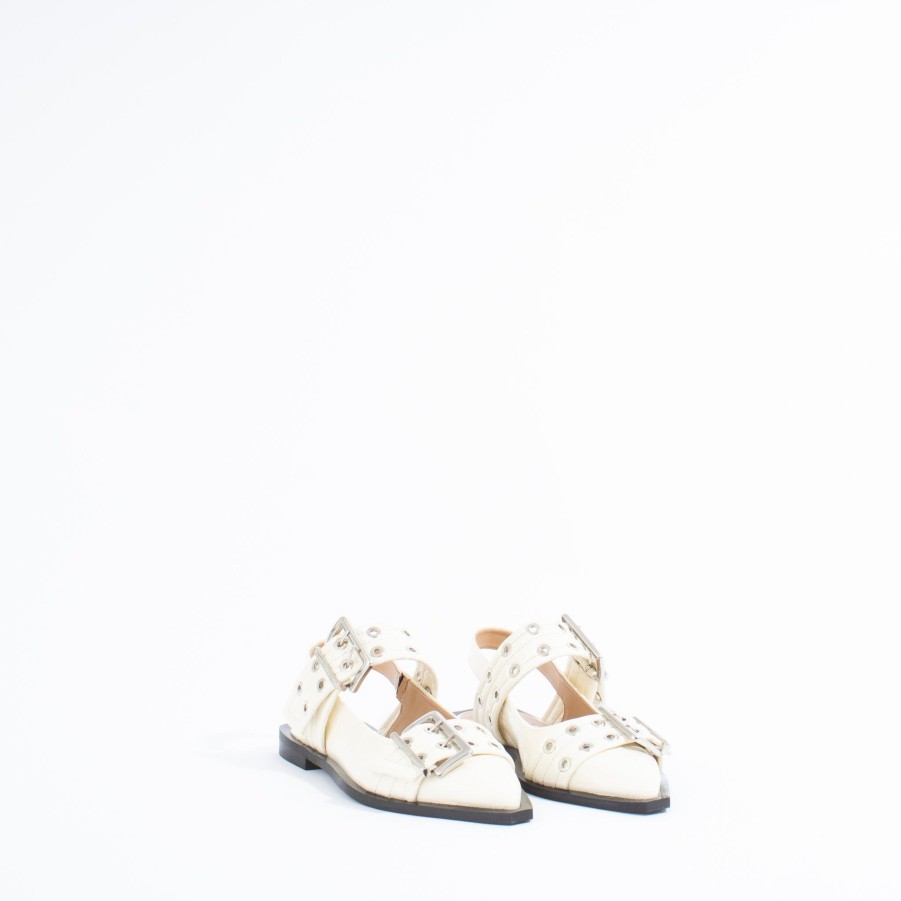 Flats GANNI | Chunky Buckle Ballerina | Egret