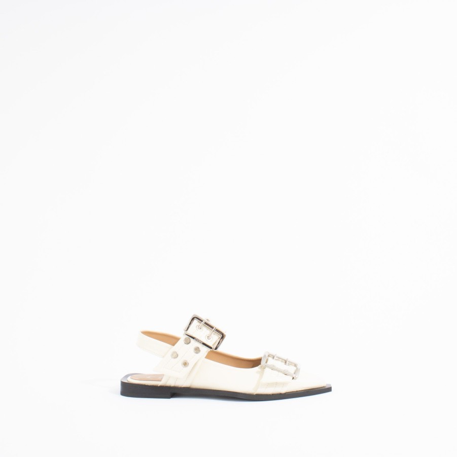 Flats GANNI | Chunky Buckle Ballerina | Egret