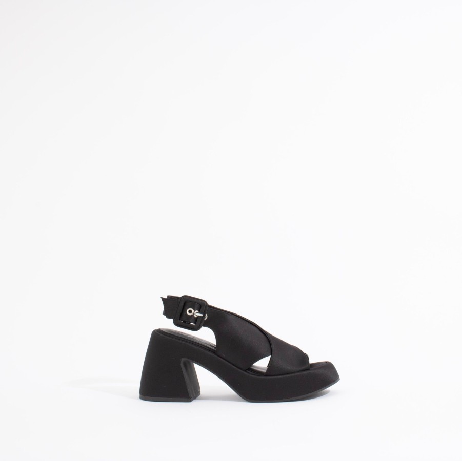 Heels GANNI | Retro Heeled Platform | Black Satin