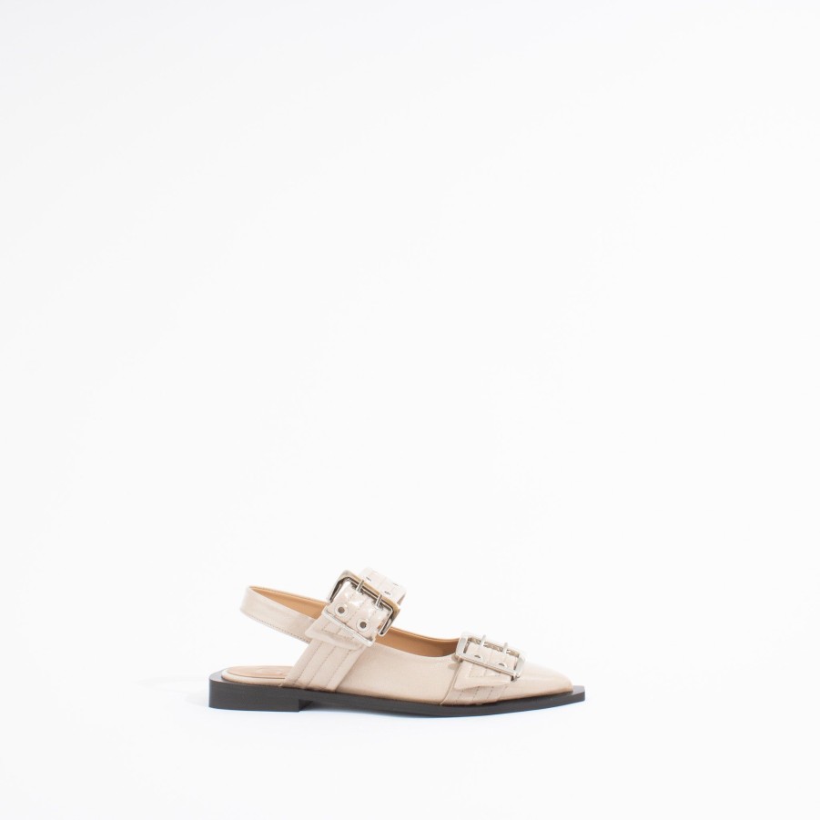 Flats GANNI | Chunky Buckle Ballerina | Taupe