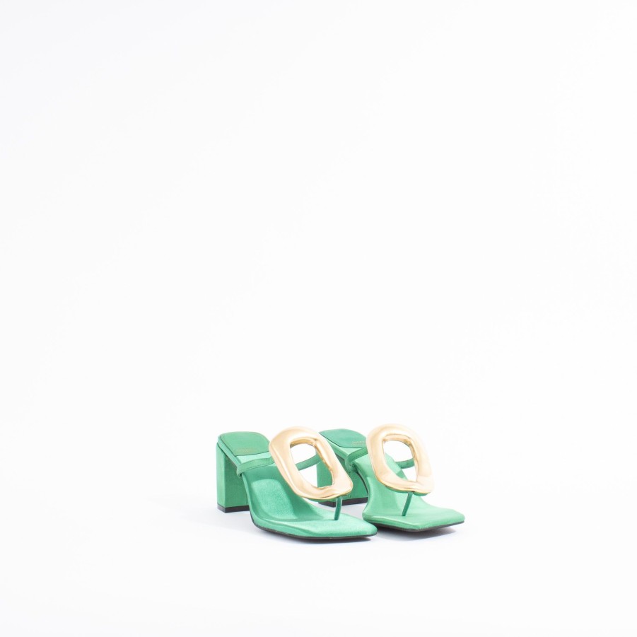 Heels JEFFREY CAMPBELL | Linq-Mh | Green Satin/Gold