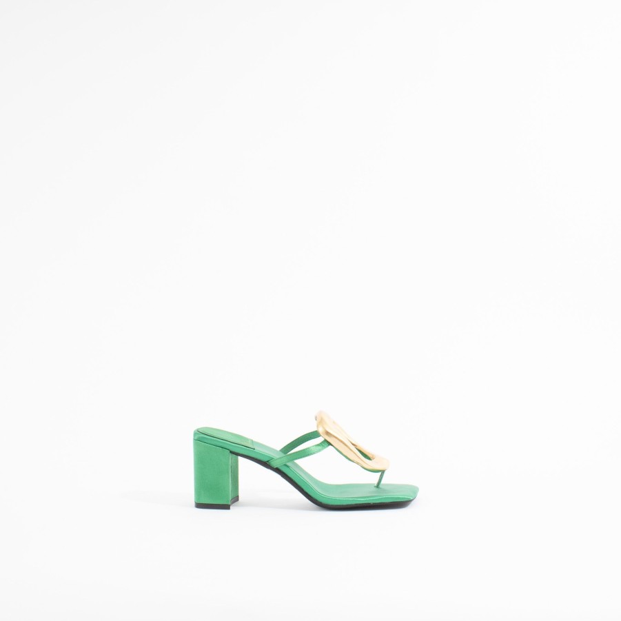 Heels JEFFREY CAMPBELL | Linq-Mh | Green Satin/Gold