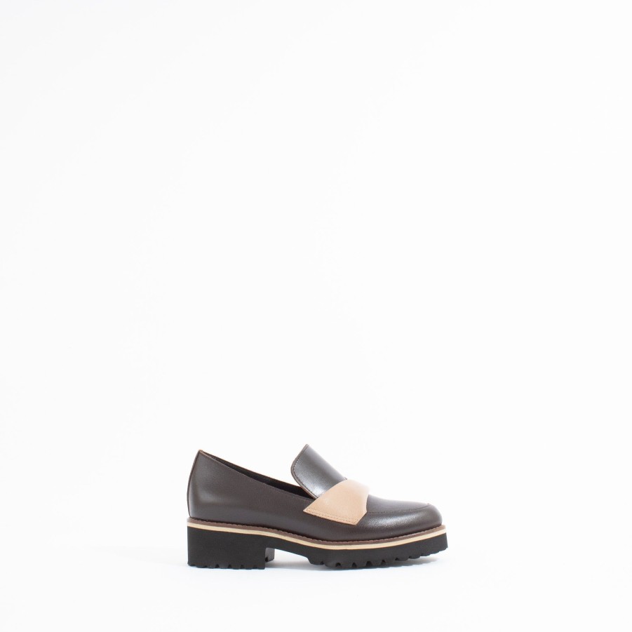 Loafers ALL BLACK | Flatsash Lugg | Dk Brown/Nude