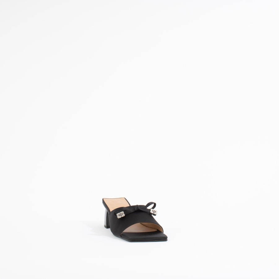 Pumps GANNI | Butterfly Mid Heel Bow Mule | Black Satin