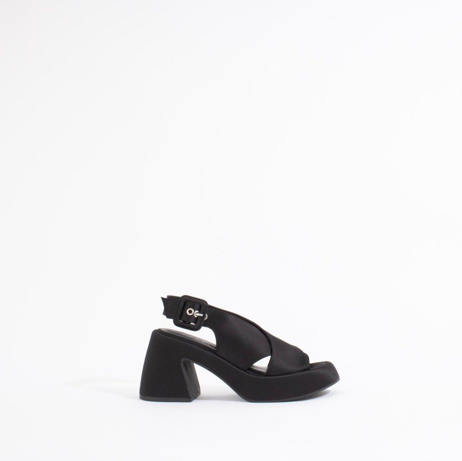 Wedges & Platforms GANNI | Retro Heeled Platform | Black Satin