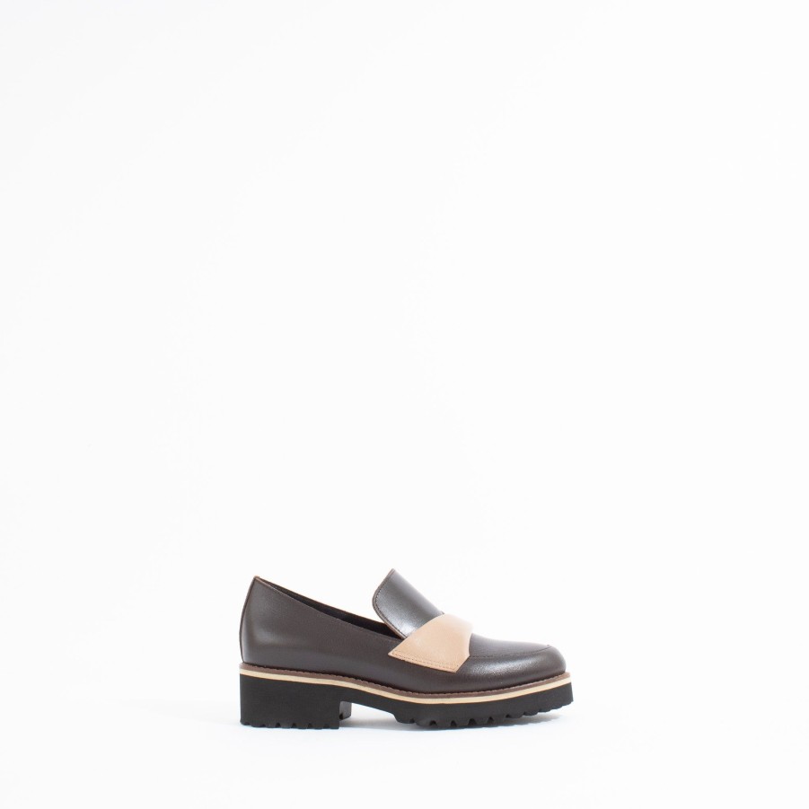 Wedges & Platforms ALL BLACK | Flatsash Lugg | Dk Brown/Nude