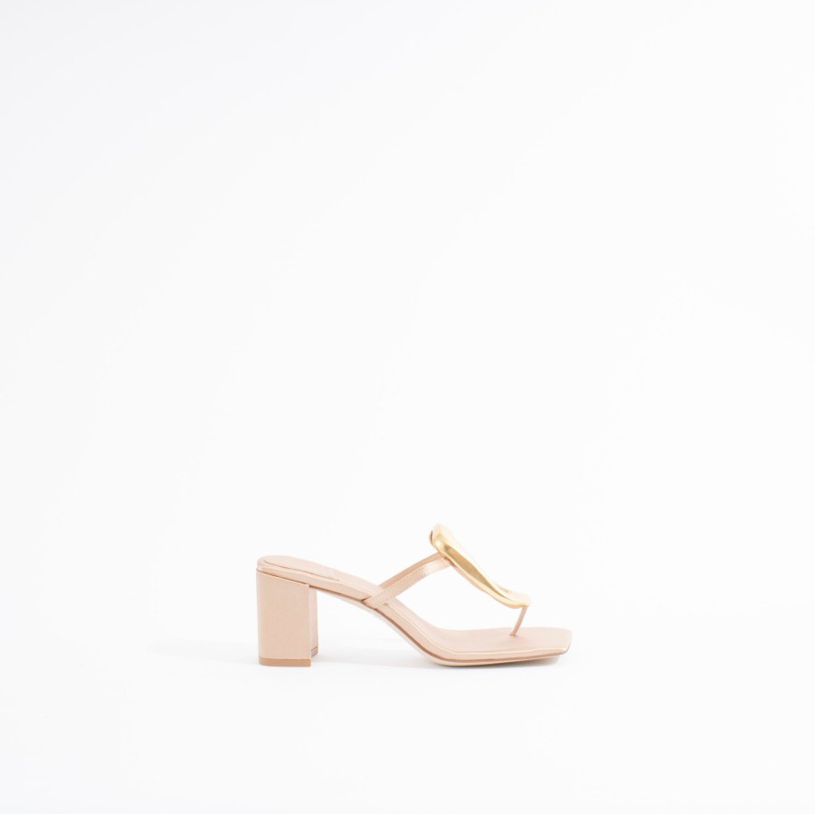 Mules & Slides JEFFREY CAMPBELL | Linq-Mh | Natural Satin/Gold