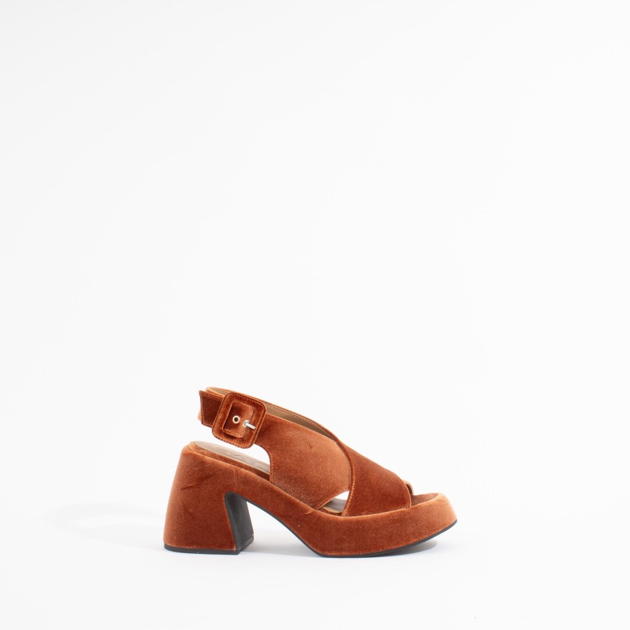 Heels GANNI | Retro Helled Platform | Caramel Velvet